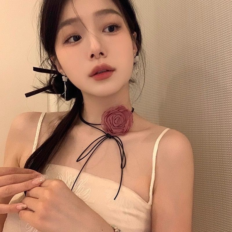 Vintage Rose Flower Choker Necklace Women s Fashion Jewelry Organizers Necklaces on Carousell