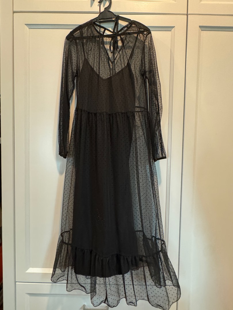 knee length dresses for ladies Zara Polka-Dot Tulle Dress  Chic Bubs