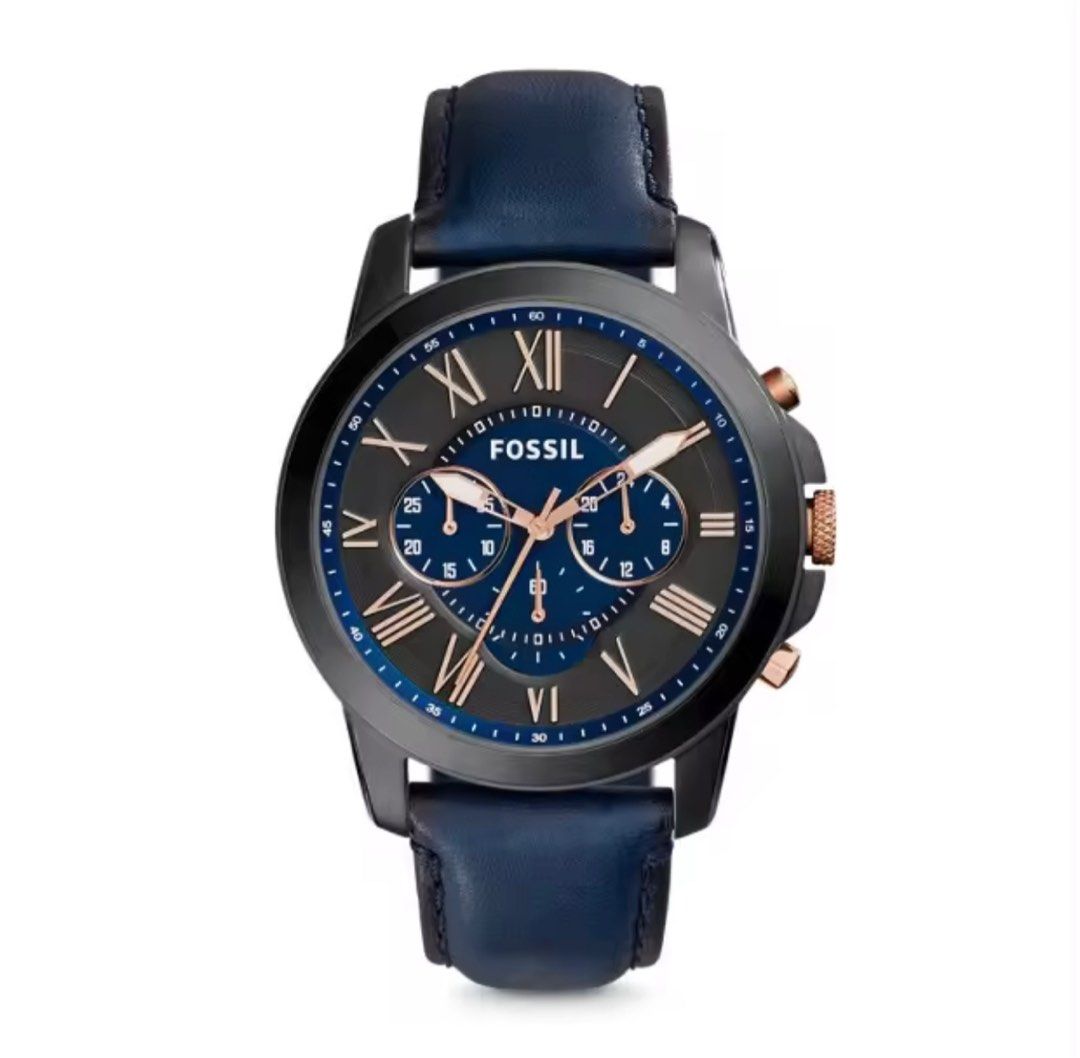 Grant sport chronograph blue leather watch outlet