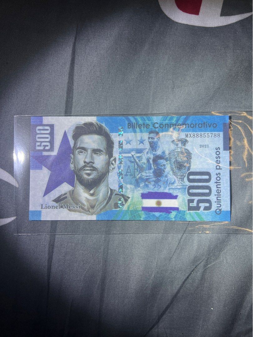 2021年世界盃阿根廷500披索美斯迪馬利亞觀賞鈔螢光商業鈔MX88855788, 興趣及遊戲, 收藏品及紀念品, 錢幣- Carousell