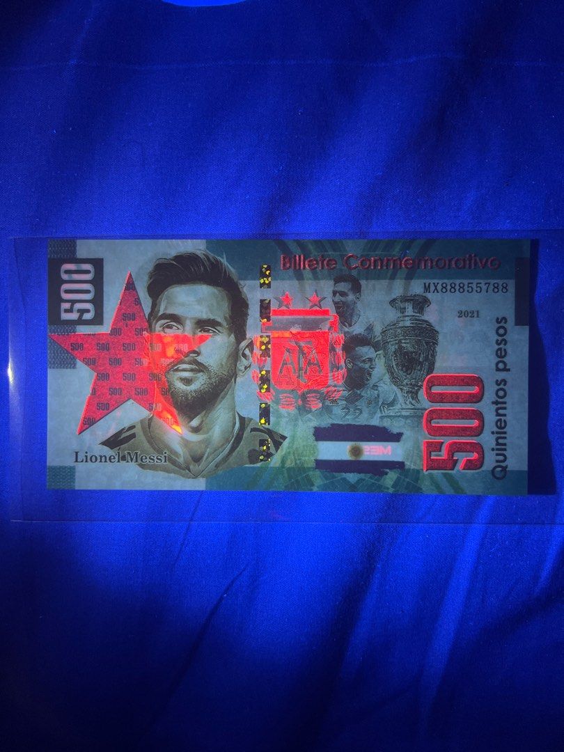 2021年世界盃阿根廷500披索美斯迪馬利亞觀賞鈔螢光商業鈔MX88855788, 興趣及遊戲, 收藏品及紀念品, 錢幣- Carousell