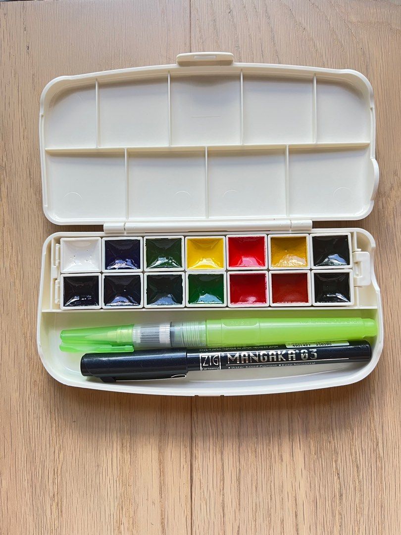 Kuretake 竹14 ZIG吳竹水彩透明水彩套裝14色,Kuretake ZIG Water Color