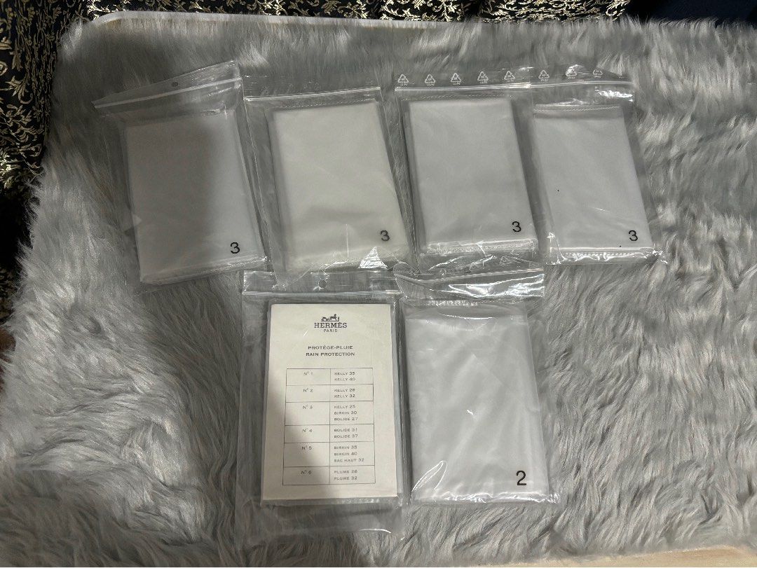 ✅ Authentic Hermes Bag Rain Cover (Category: Luxury Bags & Wallets) located in Quezon City. Submitted by box.luxebycheng (Listing ID 1312253658, Image 1). Description: Php 2000 each (2pcs per pack) #2 - Kelly 28 / Kelly 32 #3 - Kelly 25 / Birkin 30 / Bolide 27.