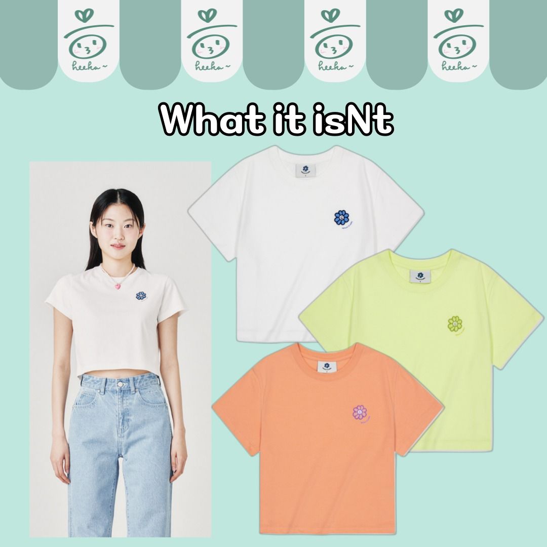 Tシャツ・カットソー [WHAT IT ISNT]WOMEN'S FLORY WAPPEN CROP SHORT-SLEEVE T-SHIRT 韓國代購] What it isNt Women's Flory Logo Crop Short-Sleeve