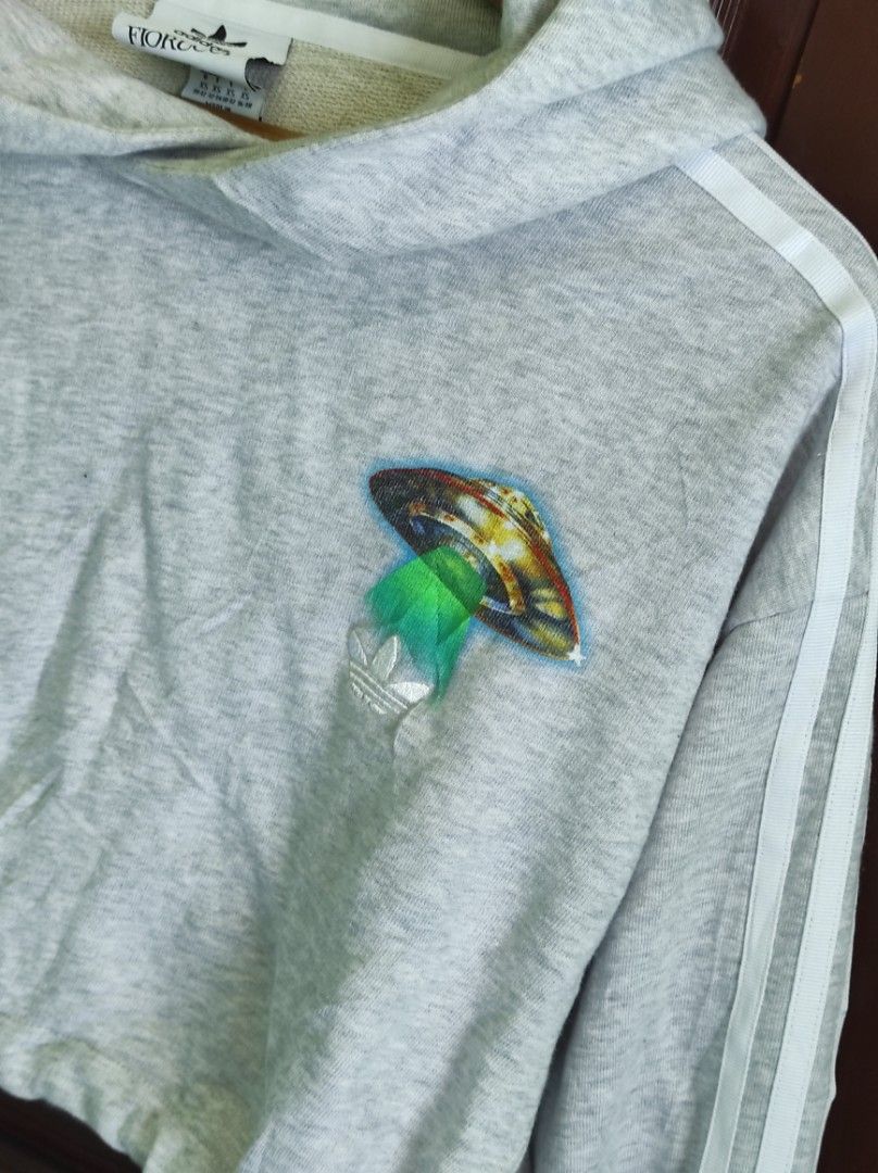 Adidas X Fiorucci Crop top hoodie Women s Fashion Activewear on Carousell