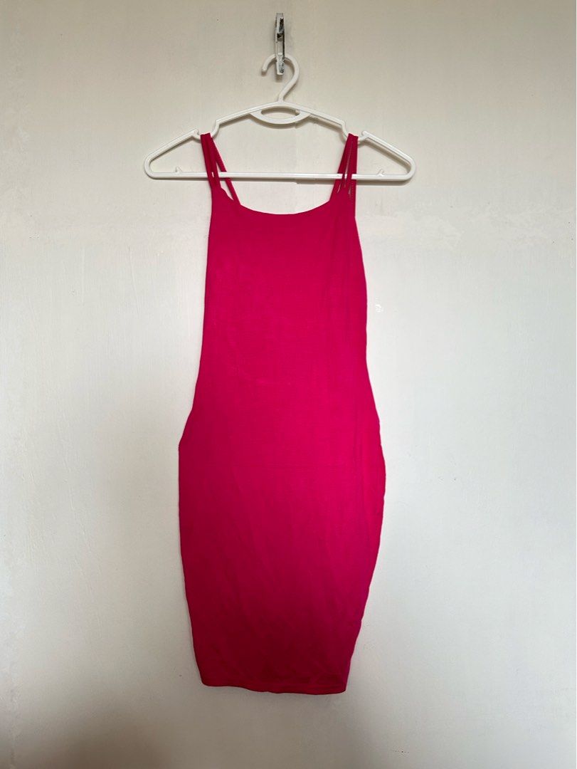 BNWT MISSGUIDED Pink Spaghetti Strap Backless Bodycon Dress