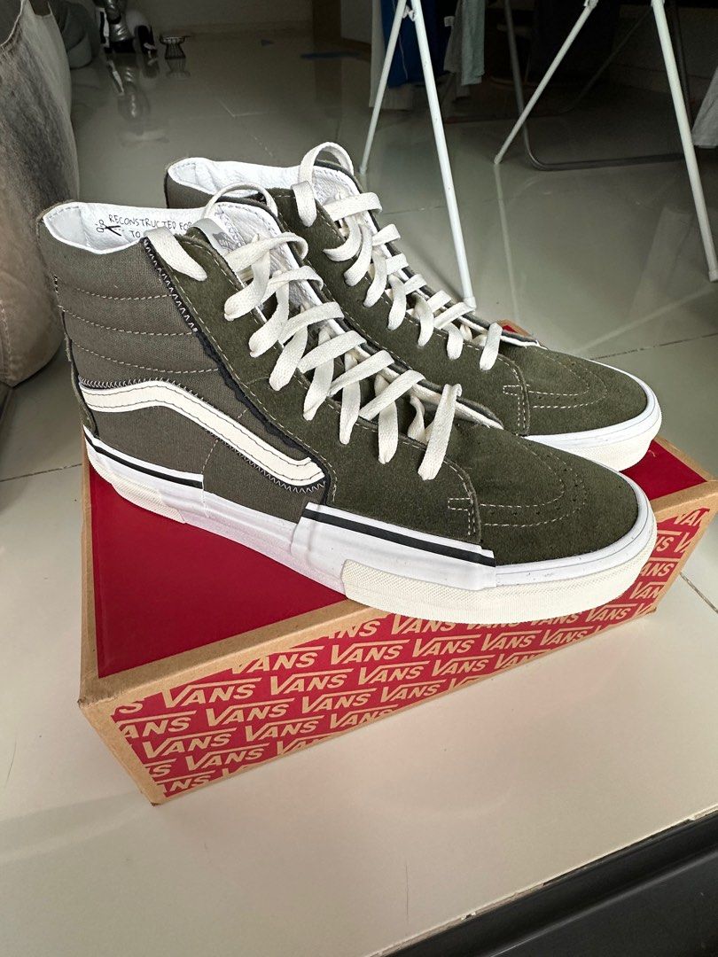Brand new authentic VANS Sk8 Hi Reconstruct Classic Sneakers Olive camo Men s Fashion Footwear Sneakers on Carousell