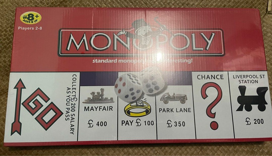 Brand New Monopoly Board Game (Category: Board Games & Puzzles) located in Pasig City. Submitted by shinzoned (Listing ID 1312271657, Image 2). Description: Brand New and Sealed Monopoly Pasig Loc Can Pick up today Gcash Payment (Please note that item is not original but it does the same function and the design).