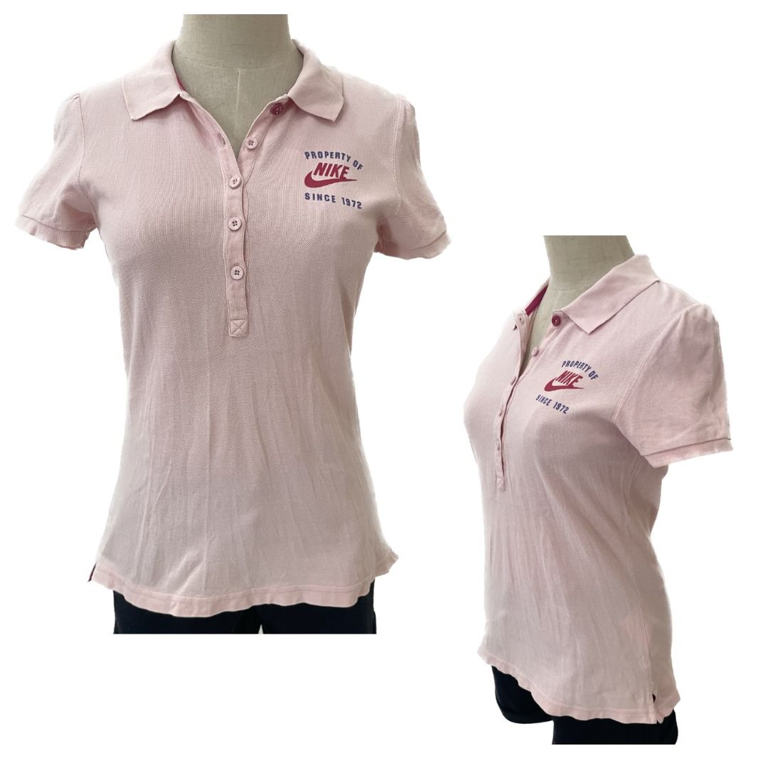 CLEARANCE SALE AUTHENTIC NIKE Light Pink Baby Pink Short Sleeves Formal Semi Formal Button Down Graphic Print Bodycon Slim Fit Sportswear Polo Shirt Top Blouse Polo Sports Teen s Women s Women s Fashi...