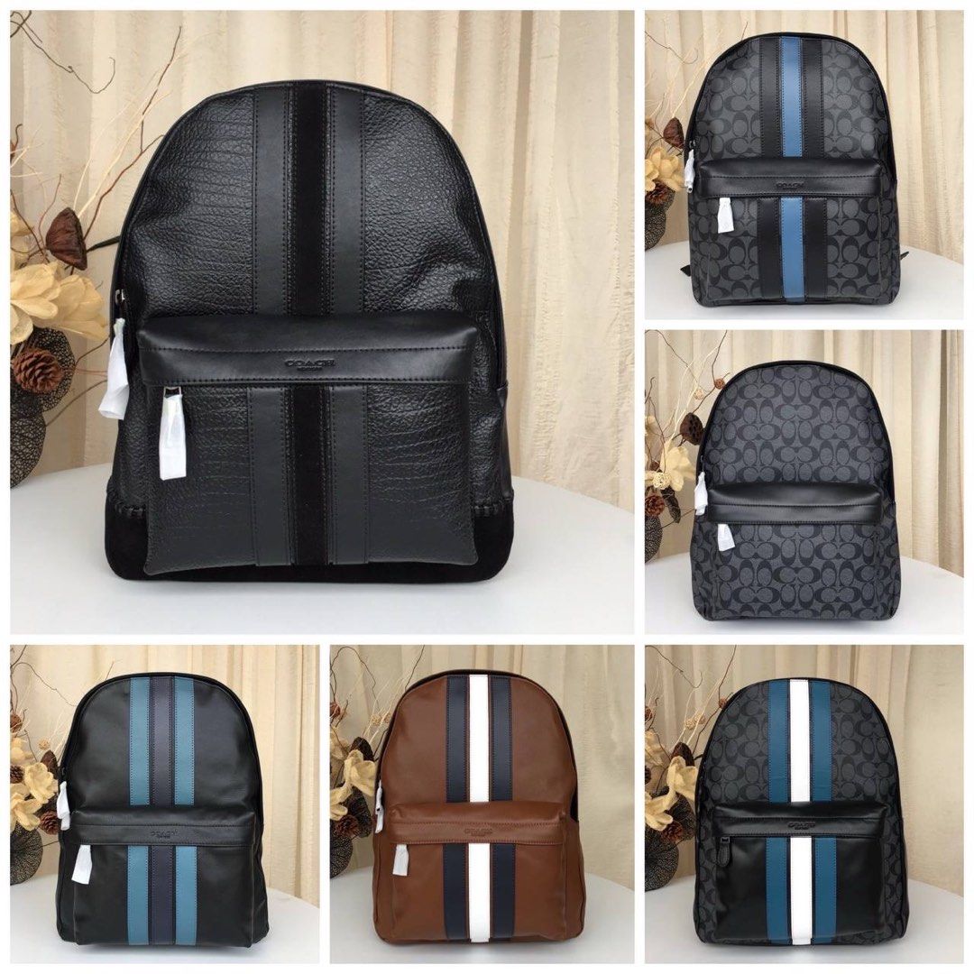 Coach charles backpack with varsity stripe best sale