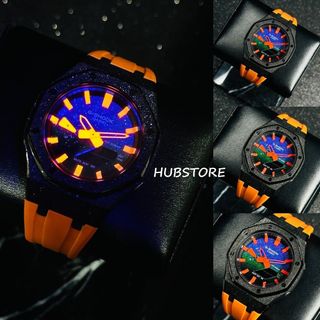 HUBSTORE CASIO G-Shock GSHOCK Casio Octagonal Dial Royal Oak Farmer's Oak Casioak GA2100 GA2100FR GA-2100 GA-2100FR GA-2100FR-3 GA-2100FR-3A Black Orange 200M Water Resistant In Stock64234667100674110
