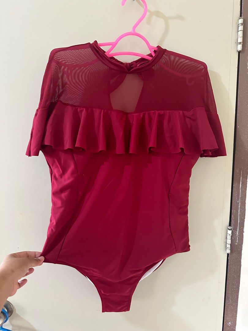 Maroon mesh one piece (Category: Bikinis & Swimsuits) located in Porac. Submitted by prelovedanddeclutter (Listing ID 1312133790, Image 1). Description: Best fit 0xl shein Strechable .