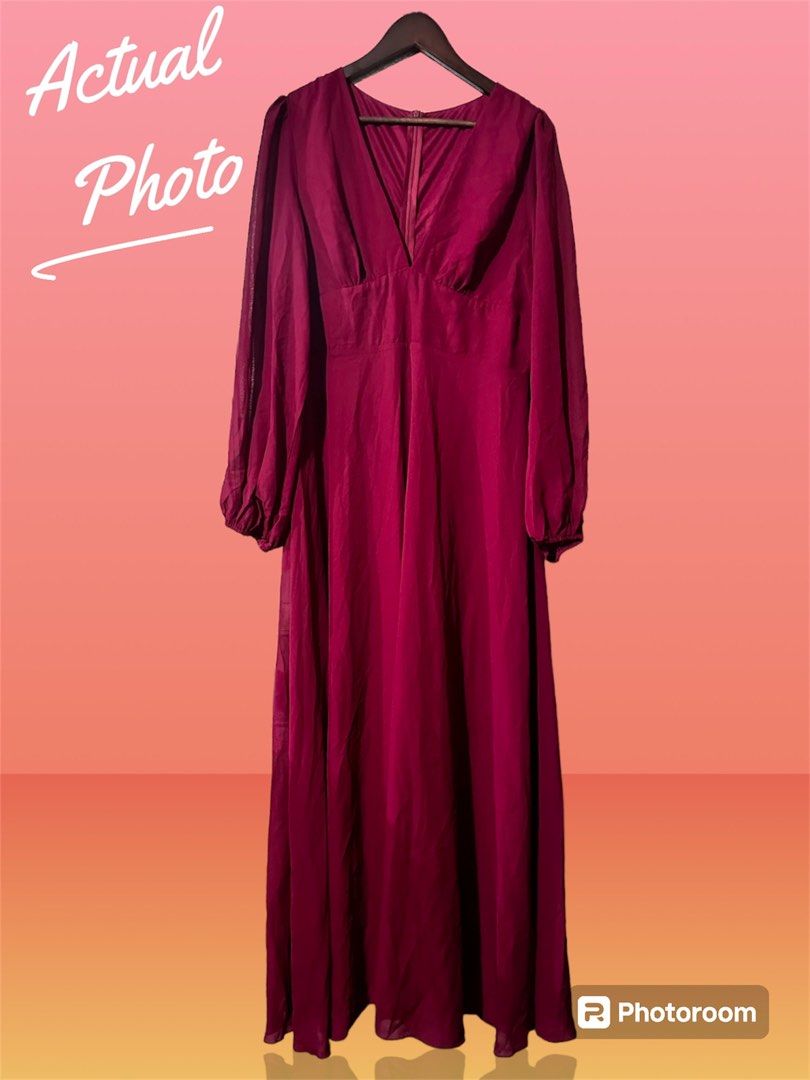 Shein Plus size Maroon Lantern Sleeve Plunging Neck Chiffon Event Long Dress/ Cocktail dress/ Bridesmaid gown, Women's Fashion, Dresses & Sets, Evening dresses & gowns on Carousell Shein Plus size Maroon Lantern Sleeve Plunging Neck Chiffon Event Long Dress/ Cocktail dress/ Bridesmaid gown, Women's Fashion, Dresses & Sets, Evening dresses & gowns on Carousell