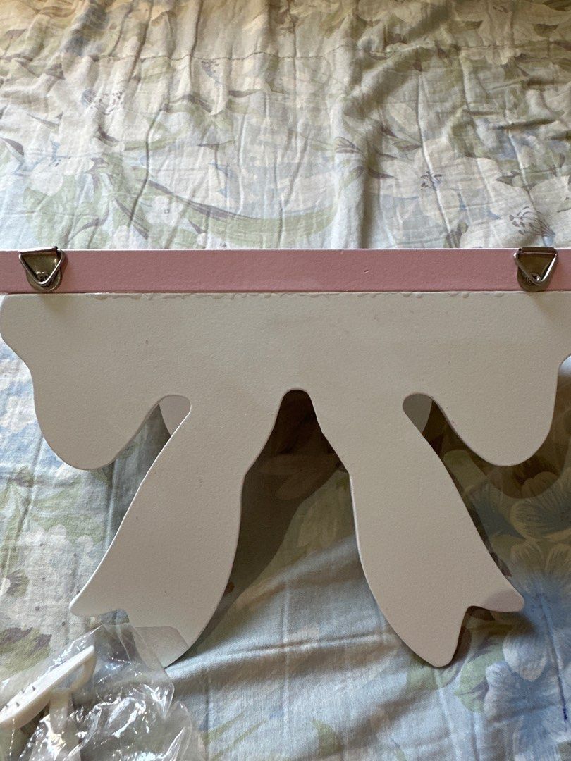 Soft girl bowknot wall hanging shelf (Category: Wall Decor) located in Taguig. Submitted by chrryblssmhvn (Listing ID 1307739047, Image 3). Description: for nursery room, soft girlies, sanrio girlies.