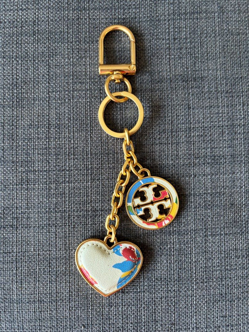 Tory Burch heart logo keychain bag charm gold with prints Women s Fashion Watches Accessories Other Accessories on Carousell