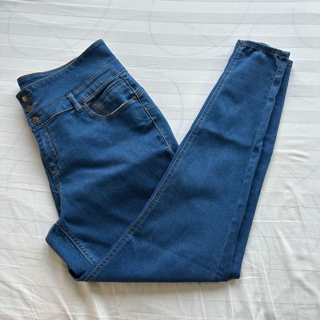 Wax Jeans Butt I Love You High Rise Push Up 3 Button Medium Denim Jeans Plus Size US 16 Women s Fashion Bottoms Jeans on Carousell