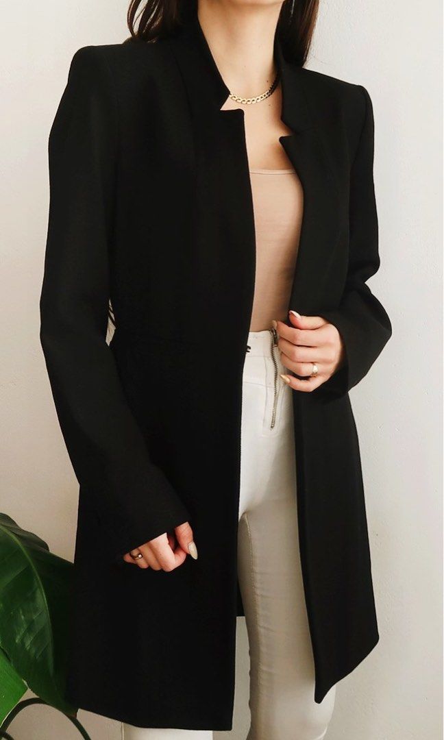 Zara frock coat black on sale