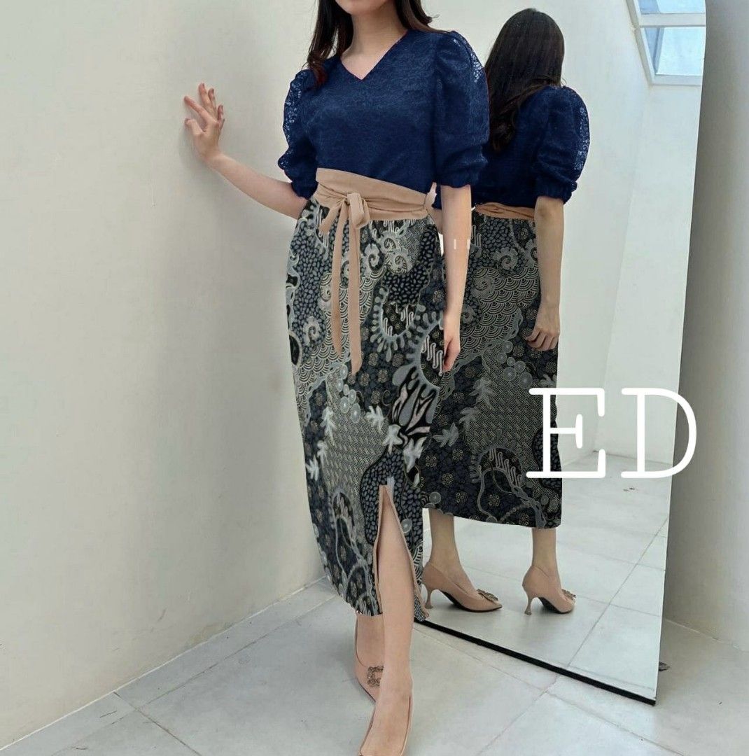 A DRESS FLOREN BATIK maron l atasan fashion baju batik dress batik setelan  wanita