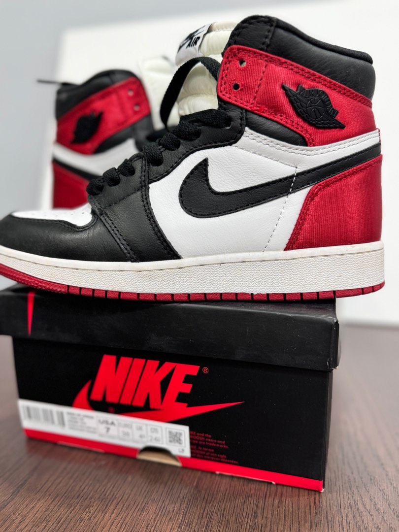 Air Jordan 1 Retro High Satin Black Toe Women s Fashion Footwear Sneakers on Carousell