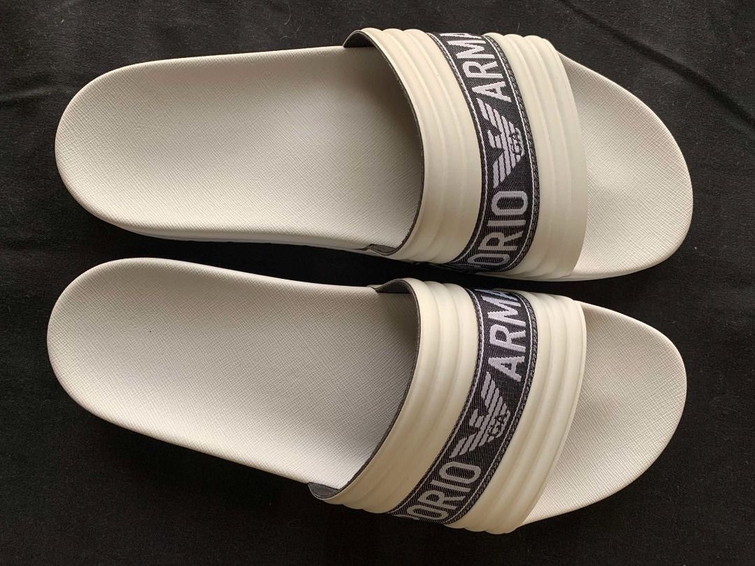 Authentic Armani Slider for Men (Made in Italy) (Category: Slippers & Slides) located in San Fernando. Submitted by gracefulfinds (Listing ID 1317244790, Image 2). Description: Item: Authentic Armani Slider for Men (Made in Italy) Description: This item has never been used. The tag was only removed for fitting, but it's the wrong size for my husband so we are selling it now. Payment methods: GCash / BPI Bank Transfer Delivery Options (to be shoul