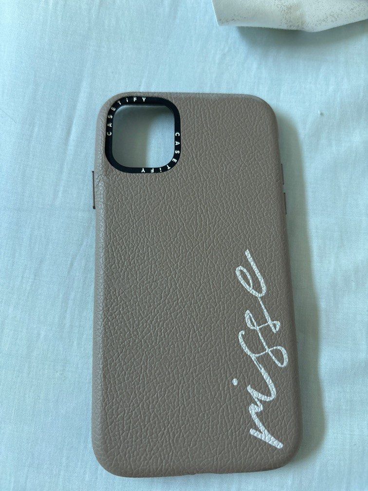 Authentic Iphone 11 leather case Casetify (Category: Cases & Sleeves) located in Quezon City. Submitted by risse_declutters (Listing ID 1317219854, Image 1). Description: Has bended crease all over the volume buttons.