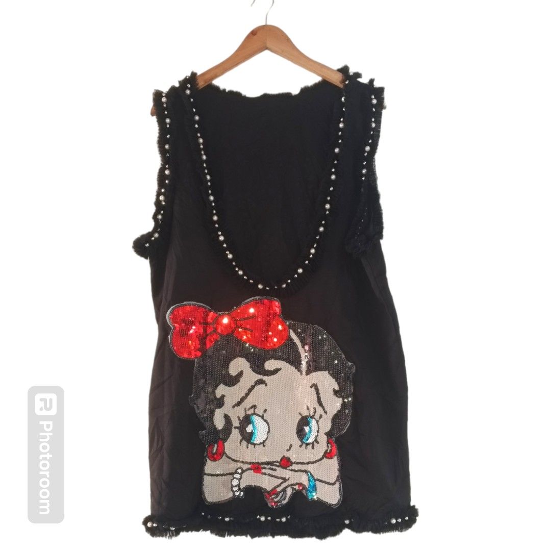 SALE 50 OFF Betty Boop Sequined Embellished Oversize Sando Dress Women s Fashion Dresses Sets Dresses on Carousell