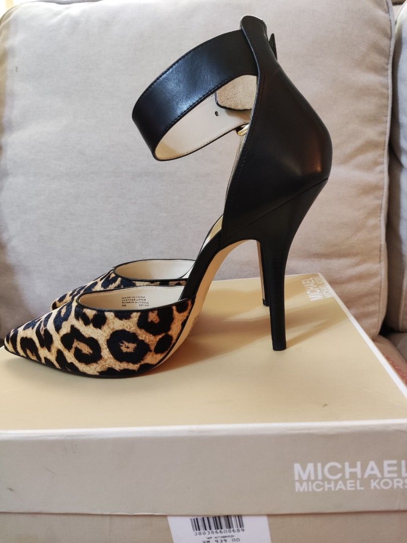 Brand New Michael Kors Brinkley Leopard Hair Calf Ankle Strap Pump Size 9M Women s Fashion Footwear Heels on Carousell
