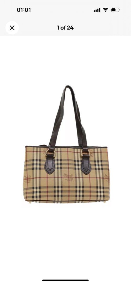 BURBERRY Nova Check vintage Shoulder Bag PVC Leather Beige Dark Brown Carousell