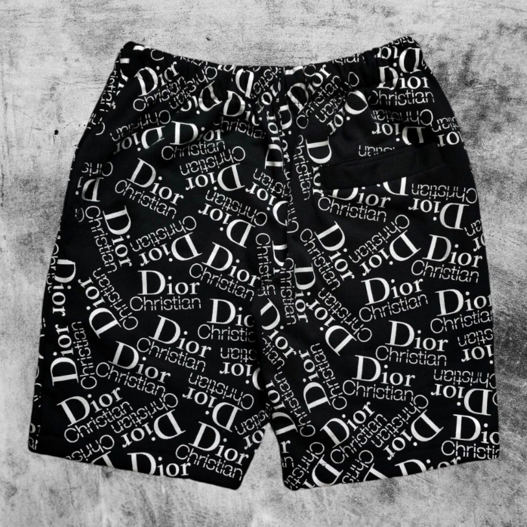 Celana Pendek Christian Dior Full Print Shortpants Hitam, Fesyen
