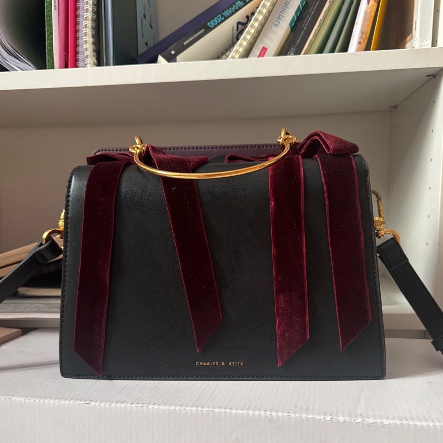 Charles Keith Ribbon Bag Black