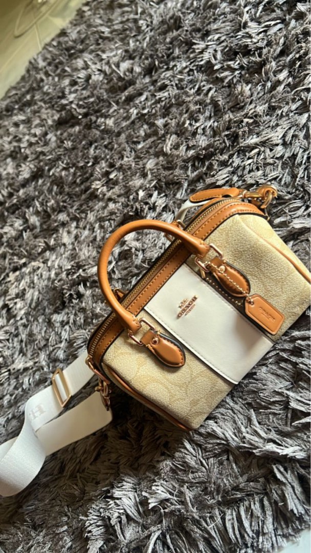 Coach Mini Rowan Crossbody In Signature Canvas with stripes Women s Fashion Bags Wallets Cross body Bags on Carousell