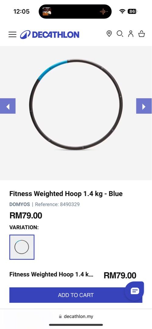 Decathlon DOMYOS Weighted Gym Hula Hoop Sports Equipment Exercise Fitness Cardio Fitness Machines on Carousell