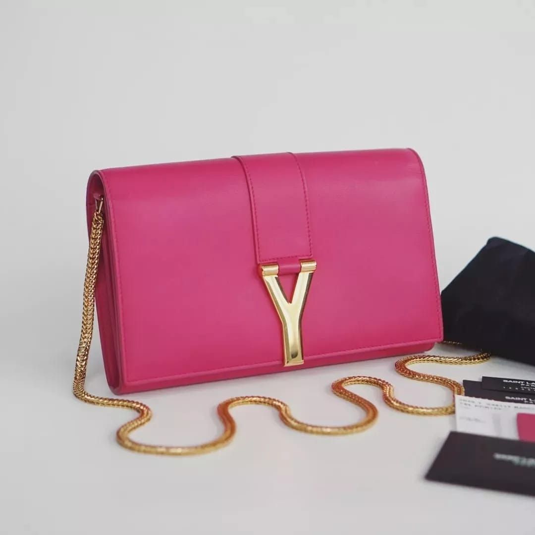 Fast Sale Reprice SUPERDEAL Preloved YSL WOC 22cm Fuschia Ghw