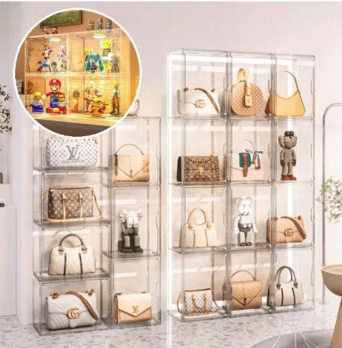 Full Acrylic Bag Display Box Blindbox POPMART Figurine Storage Cosmetic Organizer Magnetic Remote Control LED Light Case Women s Fashion Jewelry Organisers Accessory holder box organizers on Carousell