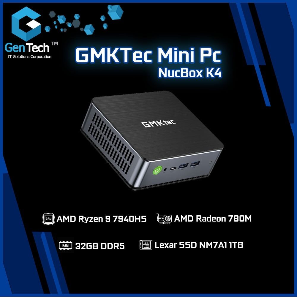 GMKTec Mini Pc NucBox K4 Mini PC (Category: Desktops) located in Caloocan City. Submitted by rosegentech (Listing ID 1317195079, Image 1). Description: GMKTec Mini Pc NucBox K4 Processor: AMD Ryzen 9 7940HS GPU: AMD Radeon 780M Ram: 32GB DDR5 Storage: Lexar SSD NM7A1 1TB.