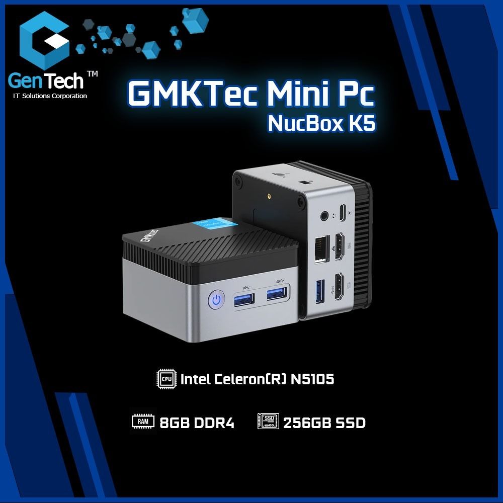GMKtec NucBox5 Intel 11th Jasper Lake N5105 Mini PC (Category: Desktops) located in Caloocan City. Submitted by rosegentech (Listing ID 1317199642, Image 1). Description: Processor: Intel Celeron(R) N5105 2.00GHz 4 Cores / 4MB Cache / up to 2.9GHz Max Graphics: UHD Graphics Ram: 8GB DDR4 2933MHz Storage: 128GB/256GB SATA M.2 2252 Support MicroSD Max to 128GB USB 3.2 Gen 2*2 10Gbps USB 3.2 Gen 1*1 5Gbps Dual Band Wi-Fi: AMD RZ608 WiFi 5 / WiFi 6E 