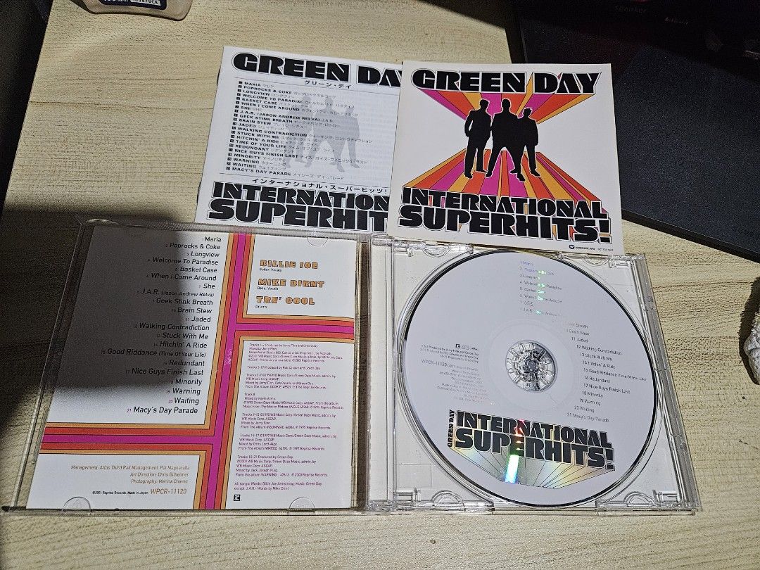 Green Day International Superhits! (Category: CDs & DVDs) located in Binangonan. Submitted by pockcr (Listing ID 1317199673, Image 2). Description: For Sale Green Day - International Superhits (Japan press) near mint condition includes cd, booklet inlay, japanese lyrics booklet, sticker Delivery: j&t/lbc (shoulders by the buyer).