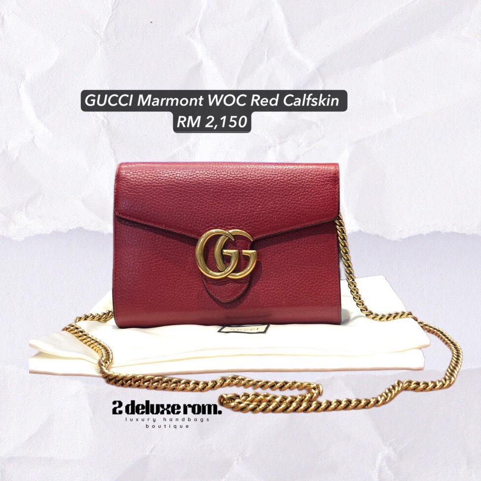 GUCCI Marmont WOC Red Calfskin FIXED PRICE Luxury Bags Wallets on Carousell