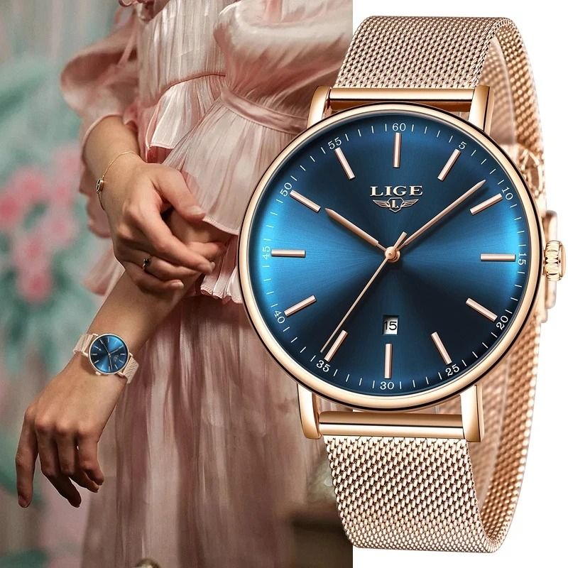 LIGE Rose Gold Women Watches Business Date Quartz Watch Ladies Top Brand Luxury Female Wrist Watch Woman Clock Relogios Feminino Carousell