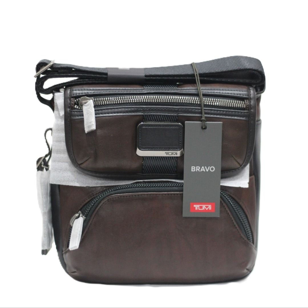 New Tumi 932306DBL Alpha Bravo Barton Brown Leather Crossbody sling bag pouch Men s Fashion Bags Sling Bags on Carousell