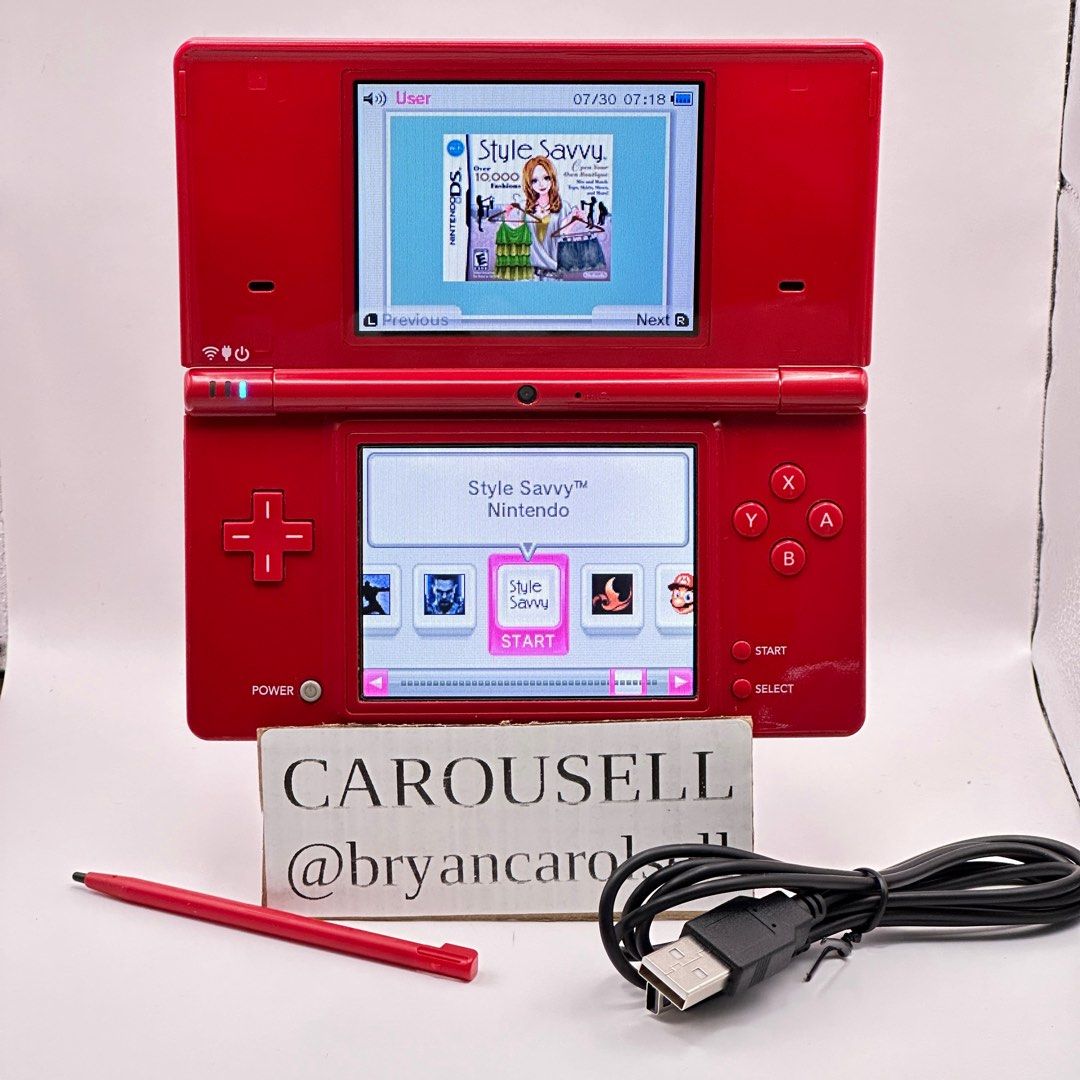 Nintendo DSi Gloss Red Japan Set modded 32GB with games 