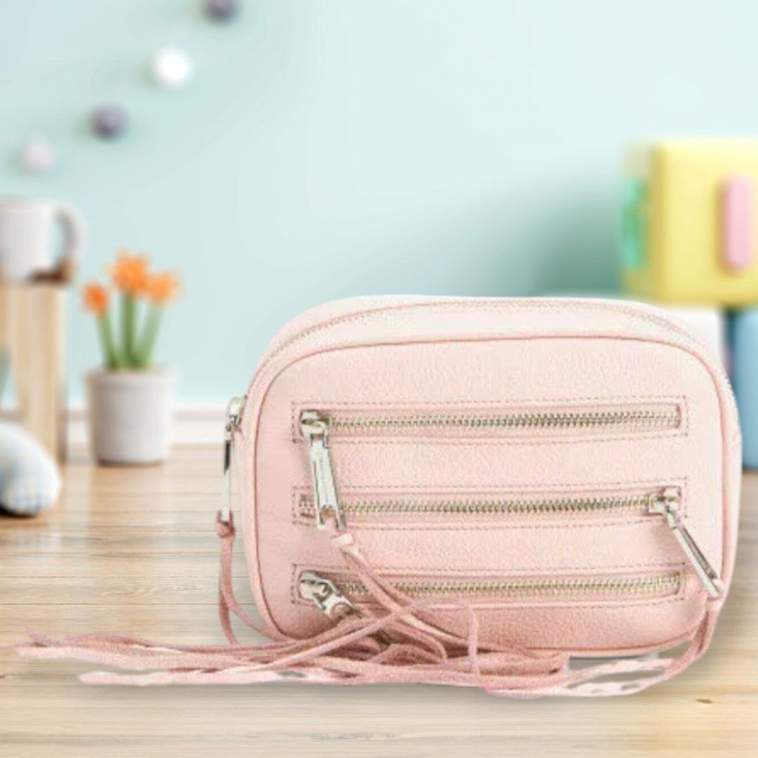 REBECCA MINKOFF 3 Zip Fanny Pack Pebbled Pink Cowhide Leather Crossbody Beltbag Blush Baby Pink (Category: Luxury Bags & Wallets) located in Butuan. Submitted by fabchichub (Listing ID 1317264810, Image 1). Description: Rebecca Minkoff 3 Zip Fanny Pack Pebbled Pink Cowhide Leather Crossbody Beltbag Blush Baby Pink Go hands-free on your next day trip or park stroll. Our 3 Zip Belt Bag is finished with three functional zips to organize all the good