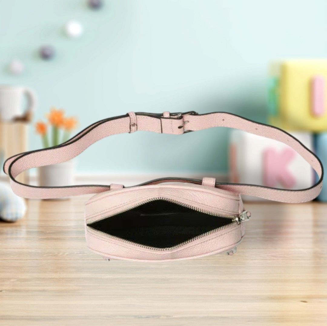 REBECCA MINKOFF 3 Zip Fanny Pack Pebbled Pink Cowhide Leather Crossbody Beltbag Blush Baby Pink (Category: Luxury Bags & Wallets) located in Butuan. Submitted by fabchichub (Listing ID 1317264810, Image 3). Description: Rebecca Minkoff 3 Zip Fanny Pack Pebbled Pink Cowhide Leather Crossbody Beltbag Blush Baby Pink Go hands-free on your next day trip or park stroll. Our 3 Zip Belt Bag is finished with three functional zips to organize all the good