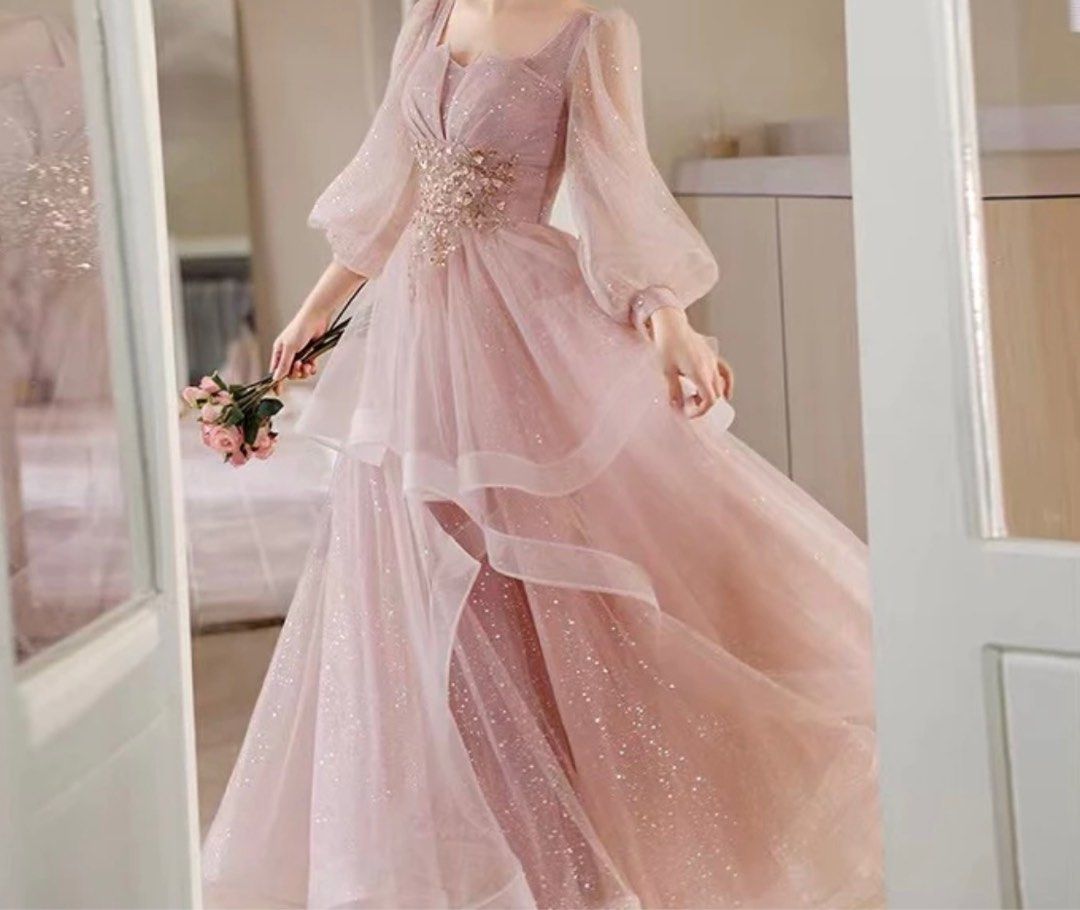 Sewa Rent Baju Pink Dress Dinner Long sleeve dress