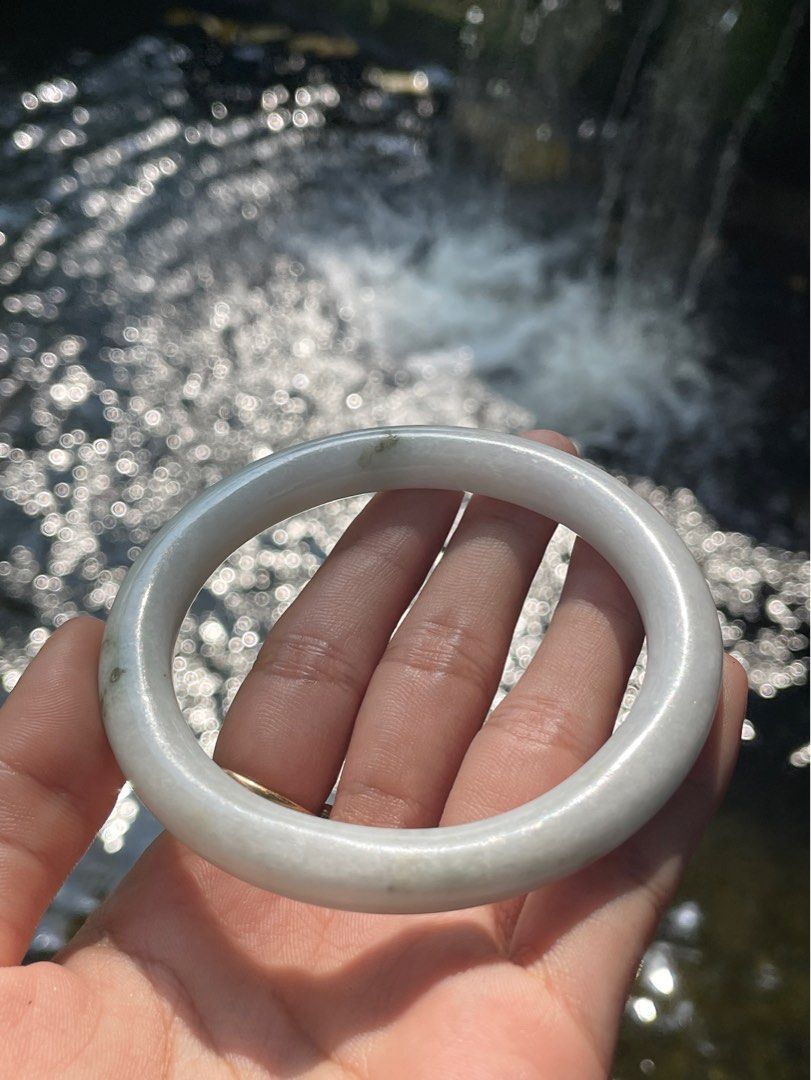 Type A Natural and untreated off white jadeite jade bangle in princess cut size 62mm Women s Fashion Jewelry Organisers Bracelets on Carousell