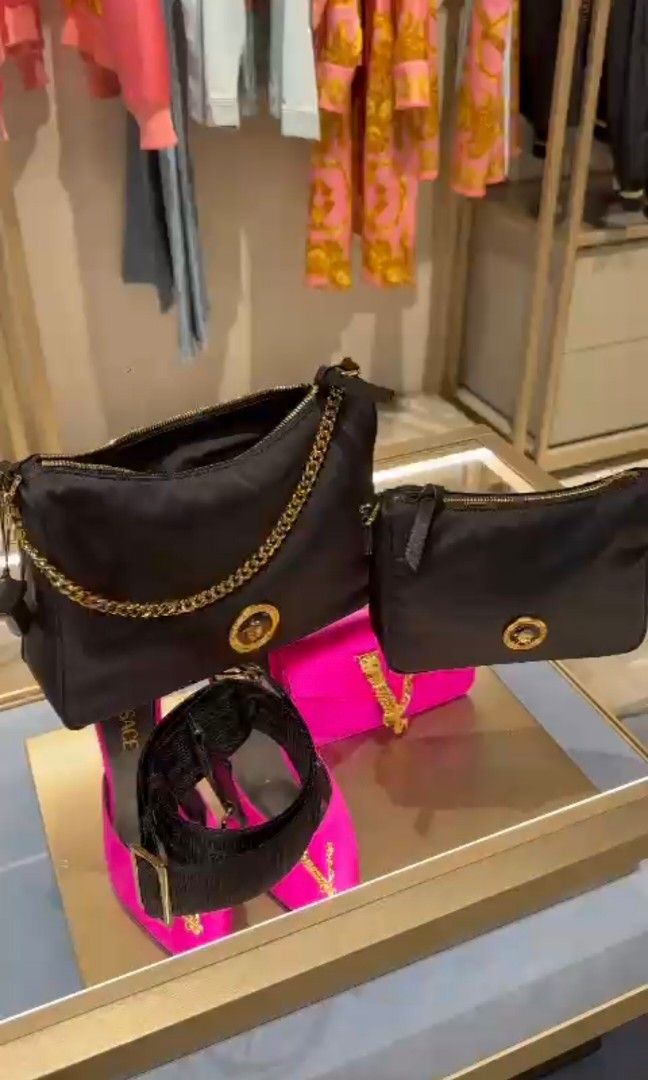 Versace Hobo Nylon Bag, Luxury, Bags Wallets on Carousell
