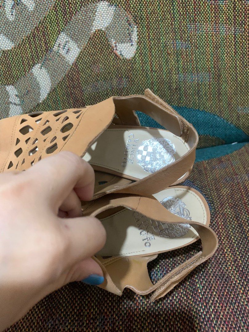 Vince camuto cutout nubuck heeled sandals clearance