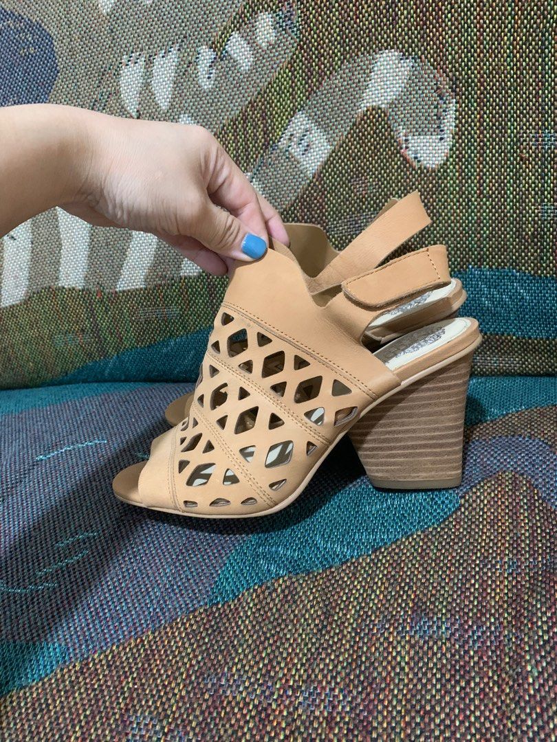 Vince Camuto Cutout Nubuck Heeled Sandals Deverly Sweet Cream Women s Fashion Footwear Heels on Carousell