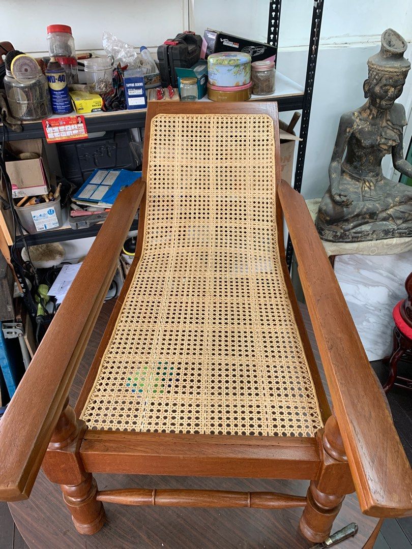 Newly weaved vintage rattan plantation chair