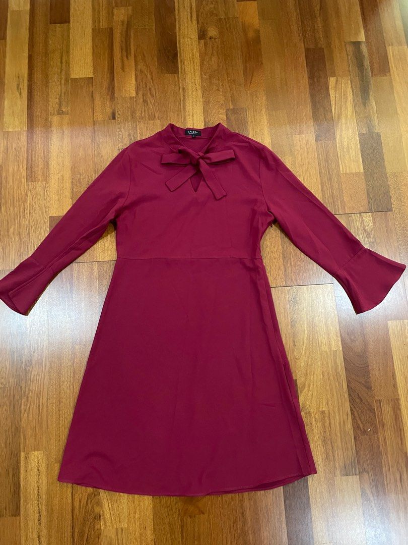 Women Zalora Red Burgundy Dress size L Doublewoot, Women's Fashion
